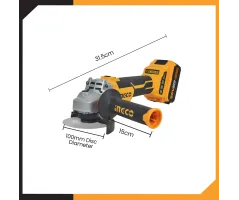 INGCO CAGLI10022 Li-ion Brushless Angle Grinder – 20V