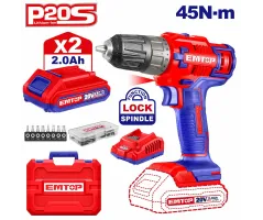 EMTOP ECDL200528 Lithium-Ion Cordless Drill | 20V, 45Nm