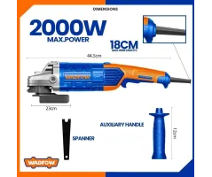 WADFOW WAG852001 2000W Angle Grinder – Extra Battery