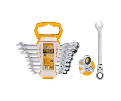 INGCO HKSPAR1083 8-Piece Flex Ratchet Spanner Set — 8-19mm