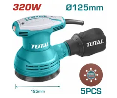 TOTAL TF2031256 Rotary Sander | 320W - 12,000 RPM - 125mm Pad