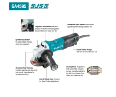 Makita GA4595 Angle Grinder | 1,900W - 2,800-11,500 RPM - 115mm (4.5'') Disc