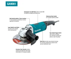 Makita GA9081 Angle Grinder | 2,400W - 6,600 RPM - 230mm (9") Disc