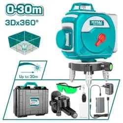 TOTAL TLL255267 3D Self-Leveling Laser Level | Green Beams - 360°