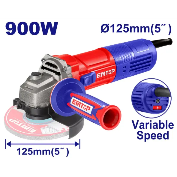 EMTOP EAGR09051 Angle Grinder | 900W - 12,000 RPM - 125mm Wheel